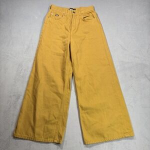 MINGA London Jeans Women's  Size 0 Yellow Wide Leg Super Baggy Denim High Rise.